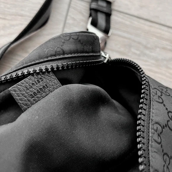 Rare Gucci Black Monogram Guccissima Belt Shoulder Bag Italy - Picture 12 of 14